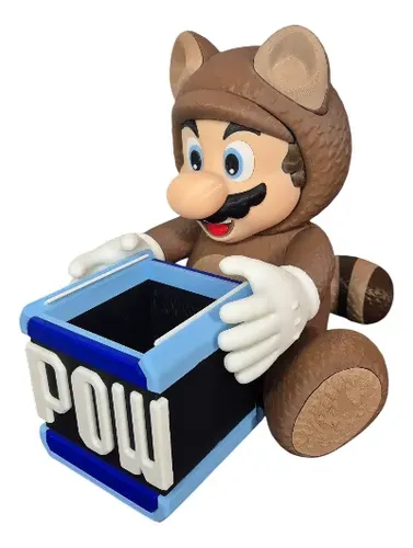D_606226-MLB109737387200_042026-O.webp Mario Tanooki Mapache Balde Pipoca Bloco Pow 3d 25cm - Imagem 3