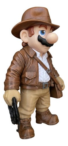 D_608500-MLB109388276094_042026-O.jpg Mario Indiana Jones Arqueólogo Boneco Colecionável 3d 25cm - Imagem 3