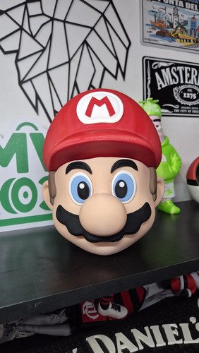 D_610377-MLB109902986546_042026-O.jpg Porta Pipoca Super Mario Bros 3d Cabeça Geek Decorativa 22cm - Imagem 3