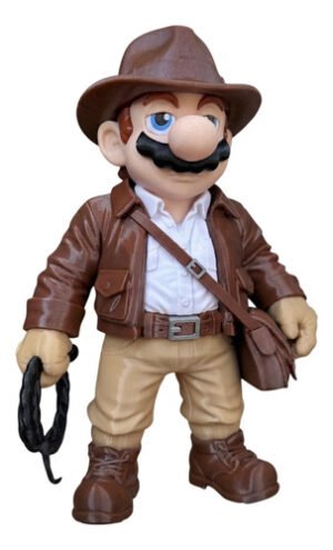 Mario Indiana Jones Arqueólogo Boneco Colecionável 3d 25cm
