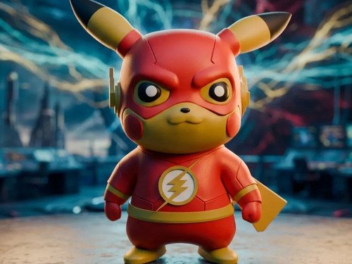 D_638437-MLB112862392111_062026-O.jpg Pikaflash Pikachu C/ Roupa Flash 15cm Action Figure Pokémon - Imagem 2