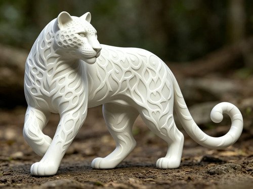 D_638882-MLB112696725787_062026-O.jpg Onça-pintada Com Padrões 10cm Colecionável Geek Branco - Imagem 5