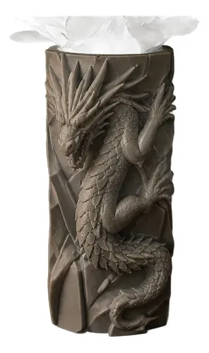 Vaso Dragão Relief Decorativo Geek Colecionável Marrom Dragão Relevo