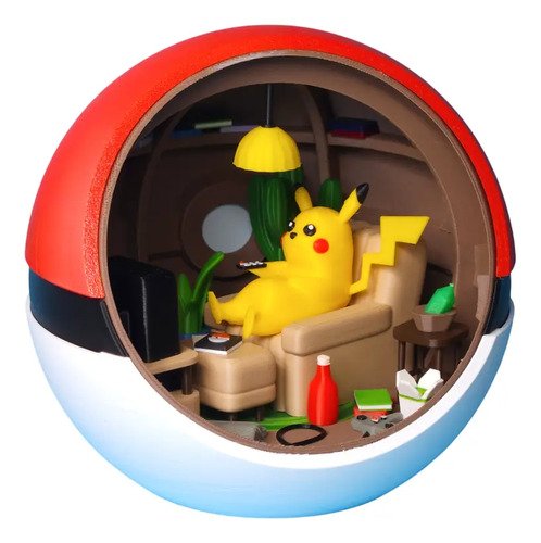 D_644144-MLB103675796471_012026-O.jpg Diorama Pokebola Casa Pikachu Relaxado 13cm Action Figure
