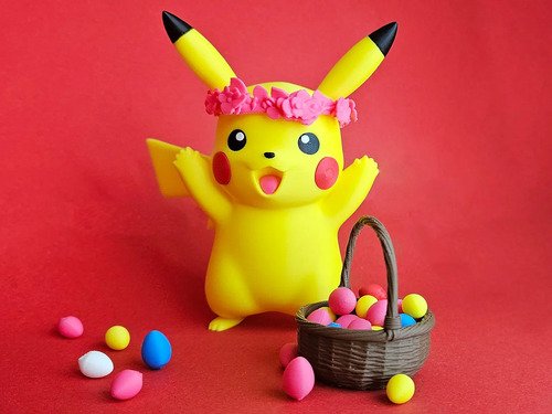 D_657982-MLB110665246688_052026-O.jpg Pikachu Páscoa 15cm Action Figure Pokémon - Imagem 2