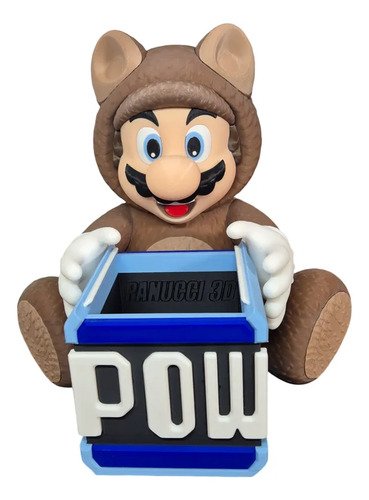D_673915-MLB110625768531_042026-O.jpg Mario Tanooki Mapache Balde Pipoca Bloco Pow 3d 25cm - Imagem 4