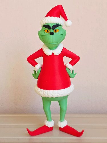 D_686704-MLB96560729066_112025-O.jpg Miniatura 27cm Action Figure O Grinch Natal Roupa Papai Noel - Imagem 5