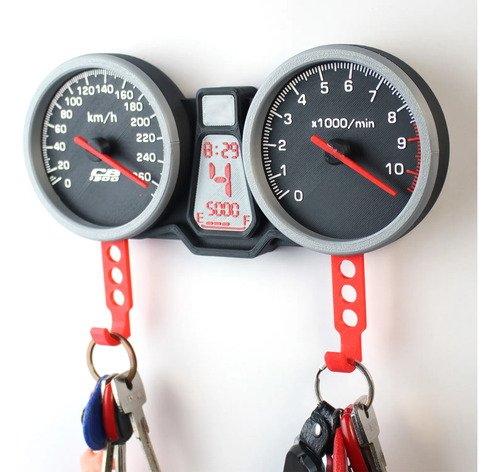D_687391-MLB110299957566_052026-O.jpg Suporte Chaves Motocicleta Medidor Agulha Móvel Preto / Prata / Vermelho - Imagem 4
