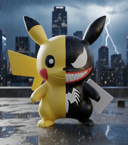 D_696802-MLB111350528207_052026-O.webp Pikachu Venom 20cm Action Figure Inspirado Geek - Imagem 2
