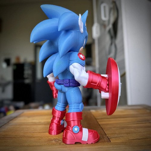 D_704619-MLB111478585234_052026-O.jpg Sonic Capitão América 20cm Boneco Inspirado Geek - Imagem 5