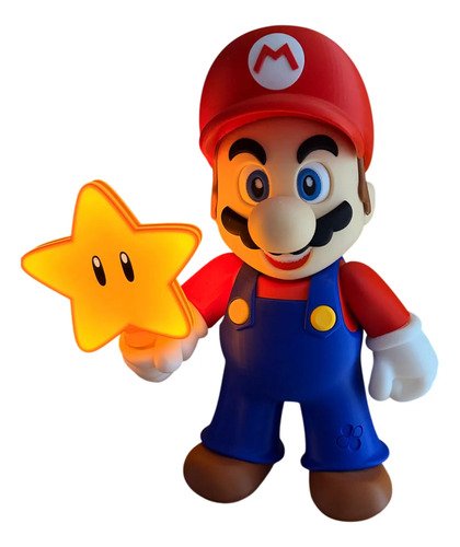 D_723262-MLB109915911122_042026-O.jpg Boneco Luminária Mario Bros Estrela Led Bivolt 3d 30cm+ Multicolor Amarelo Bivolt - Imagem 3