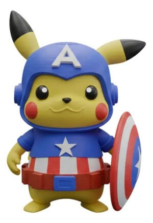 Pikachu Capitão América 20cm Inspirado Action Figure