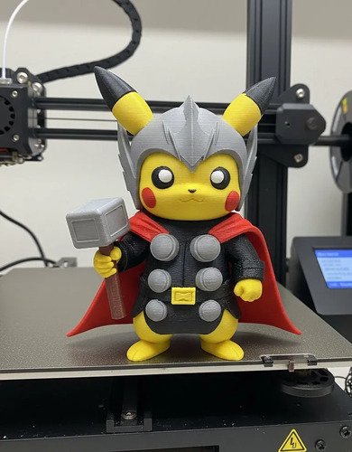 D_735134-MLB111350839377_052026-O.jpg Action Figure Thor Pikachu 20cm Inspirado Geek - Imagem 2