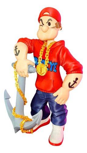D_754933-MLB108896902185_032026-O.jpg Boneco Popeye Estilo Urbano C/ Âncora 35cm Action Figure 3d - Imagem 3