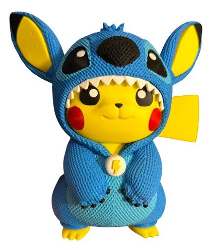 D_759746-MLB108883818019_032026-O.jpg Boneco Pikachu Fantasiado De Stitch 18cm - Action Figure 3d