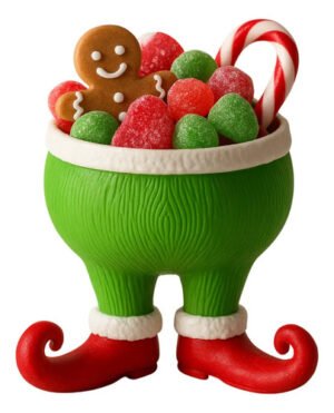 Tigela Pote De Natal Pernas Do Grinch Decoração E Doces 16cm