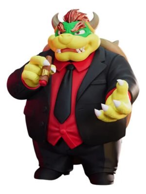 Boneco Bowser Estilo Mafioso Terno E Charuto 3d Premium 25cm
