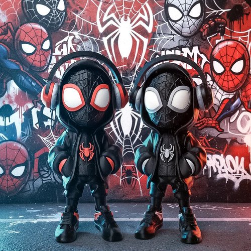 D_771839-MLB108884805761_032026-O.jpg Boneco Homem Aranha Miles Morales Estilo Urbano C/ Fone 3d - Imagem 3