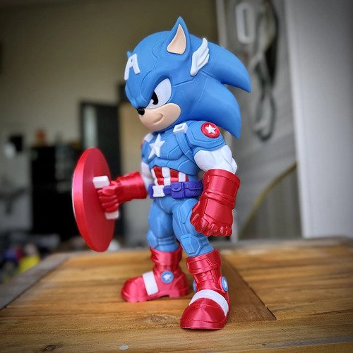 D_797945-MLB112534556279_052026-O.jpg Sonic Capitão América 20cm Boneco Inspirado Geek - Imagem 2