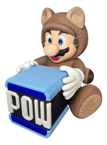 D_806769-MLB109737681436_042026-O.jpg Mario Tanooki Mapache Balde Pipoca Bloco Pow 3d 25cm - Imagem 2