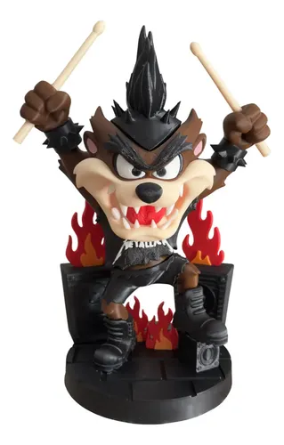D_810010-MLB105169072301_012026-O.webp Boneco Taz Mania Punk Metallica 30cm - Exclusivo Rock 3d
