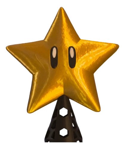 D_811798-MLB99448252428_112025-O.jpg Ponteira De Árvore Estrela Mario Bros Decoração Gamer Natal Dourado Estrela Mario Bros - Imagem 2
