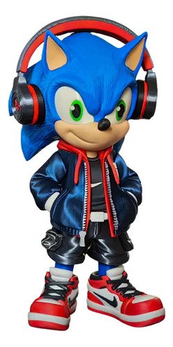 Boneco Sonic Streetwear 23cm Fone E Casaco Action Figure 3d