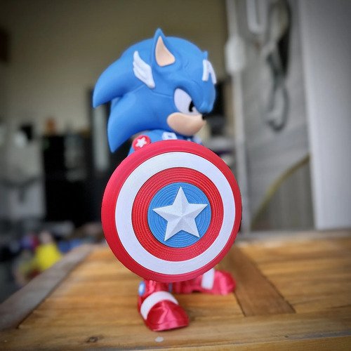 D_824629-MLB111478500324_052026-O.jpg Sonic Capitão América 20cm Boneco Inspirado Geek - Imagem 6