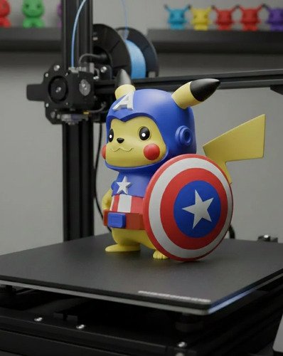 D_834238-MLB111350110435_052026-O.jpg Pikachu Capitão América 20cm Inspirado Action Figure - Imagem 2
