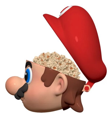 D_860881-MLB110590881319_042026-O.jpg Porta Pipoca Super Mario Bros 3d Cabeça Geek Decorativa 22cm