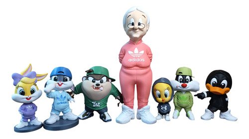 D_877216-MLB109691010312_042026-O.jpg Kit Bonecos Looney Tunes Baby E Vovó Estilo Urbano 3d Drip