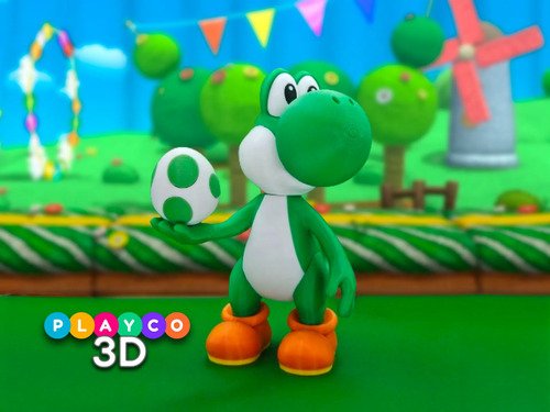 D_915377-MLB110412547042_052026-O.jpg Yoshi Com Ovo 19cm Inspirado Super Mario Action Figure - Imagem 2