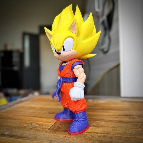 D_924811-MLB112417956231_052026-O.jpg Action Figure Sonic E Goku 25cm Fan Art Geek - Imagem 2