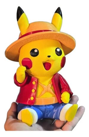 Pikachu E Luffy 15cm Inspirado Em Fanart Colecionável