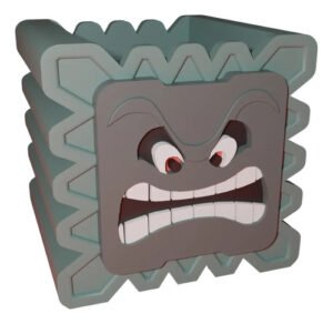 Vaso De Planta Super Mario Bros Cano Bloco Thwomp 3d 10cm Cinza-escuro Thwomp