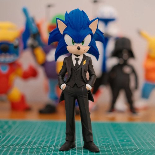 D_945965-MLB112515741937_052026-O.jpg Boneco Sonic De Terno 25cm Action Figure Colecionável - Imagem 5