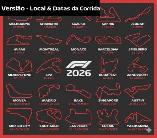 D_946752-MLB105426643892_012026-O.jpg Quadro Calendário F1 2026 Pistas Circuitos Placa Fórmula 1 Calendário F1 2026 - Imagem 2