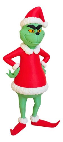 D_971137-MLB97013818559_112025-O.jpg Miniatura 27cm Action Figure O Grinch Natal Roupa Papai Noel - Imagem 4
