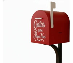 Caixa Correio Papai Noel Cartas Natal Decoração 3d Vermelho