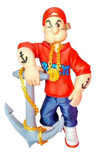D_991219-MLB108896511899_032026-O.jpg Boneco Popeye Estilo Urbano C/ Âncora 35cm Action Figure 3d