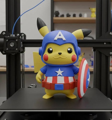 D_999922-MLB110412582722_052026-O.jpg Pikachu Capitão América 20cm Inspirado Action Figure - Imagem 4